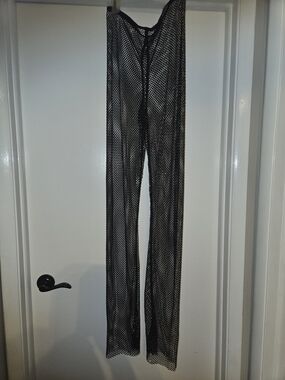 Zara Black Fishnet Wide-Leg Pants